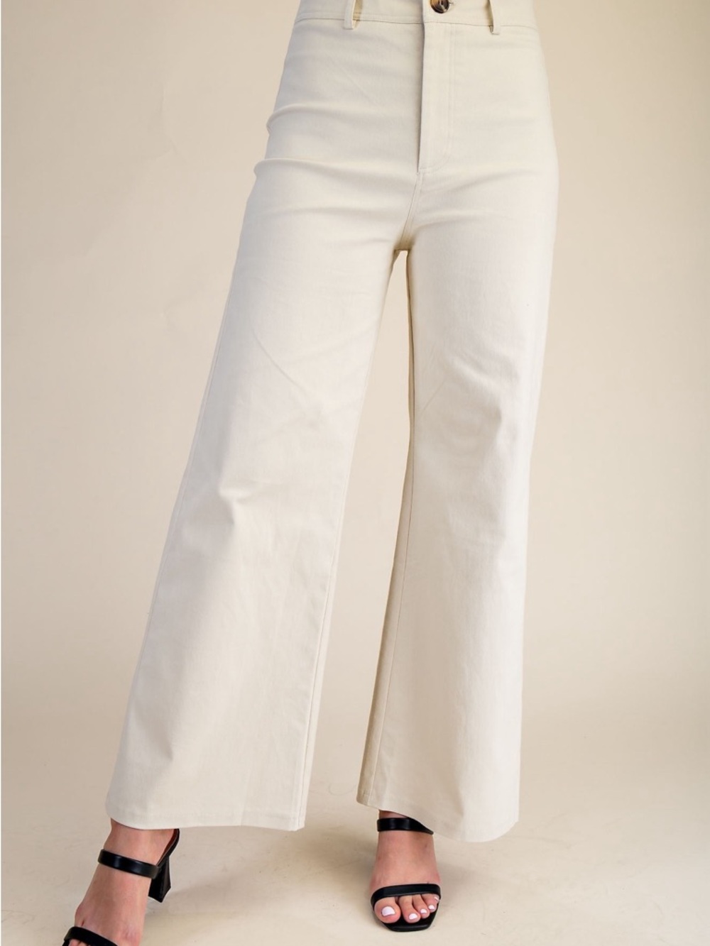 High-Waist Wide Leg Cream Pants